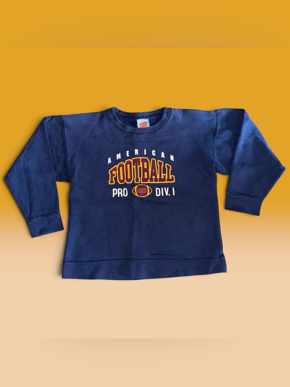 Vintage Hanes Premium Navy Blue American Football Graphic Sweatshirt Youth Small